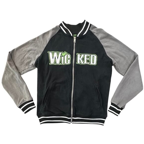 WICKED Broadway Musical-Green For Good Full Zip Varsity Jacket Women SZ Medium - Picture 2 of 13